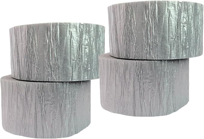 Metallic Silver Crepe Paper Streamers, 290 Feet Total, Made in USA