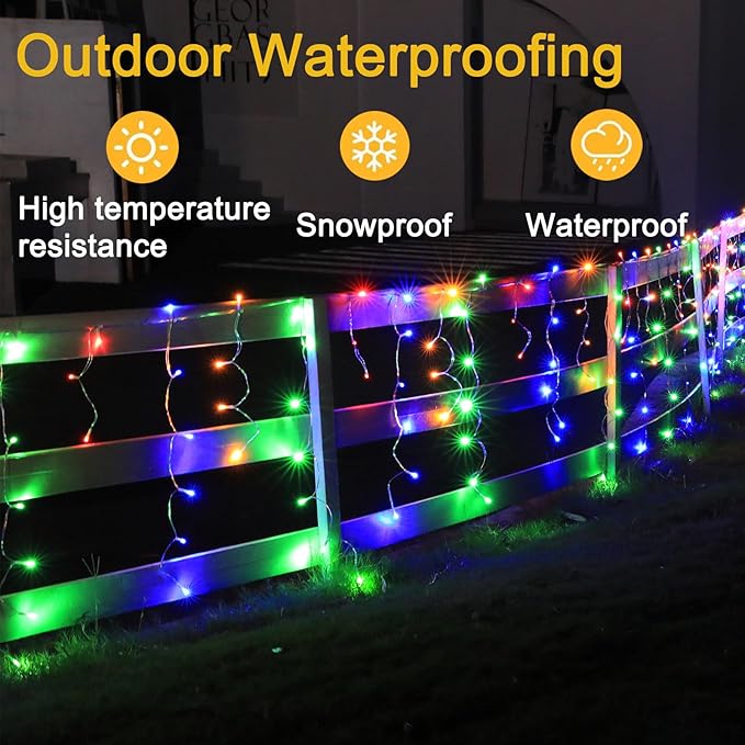 SOSHOT Christmas String Lights Outdoor - 99Ft/30M 1280 LED 8 Modes with Remote Control and App Waterproof Christmas Lights for Patio Yard Garden Wedding Party-Multicolor