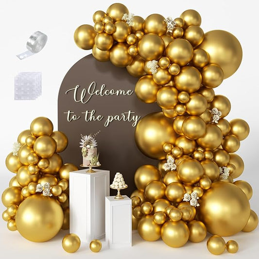 Gold Balloons 125 Pcs Gold Balloons Different Sizes 18 Inch 12 Inch 10 Inch 5 Inch Gold Balloon Arch Kit Garland for Birthday Baby Shower Wedding Graduation Retirement Party Decoration