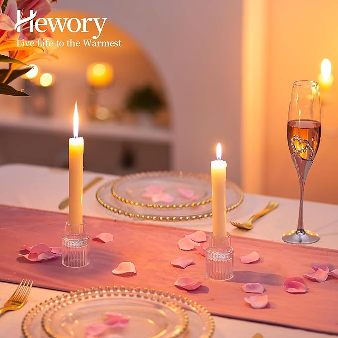 Candle Holder Glass Candlestick Holders: Hewory 20PCS Clear Taper Candle Holders Bulk for Table Centerpiece, Glass Candle Holder Candle Stick Holder Decor for Christmas Wedding Party Bridal Showers