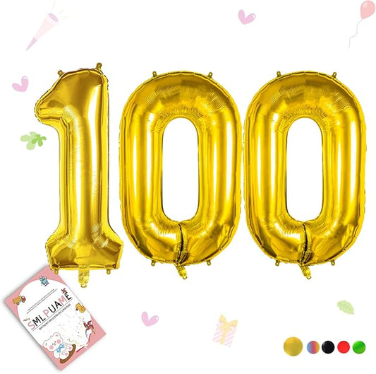 40 inch Number Balloon 0-9 Gold Large Number 100 Balloons,Digital Balloons for Birthday Party Celebration Decorations Supplies, Helium Foil Number Balloons for Wedding Anniversary