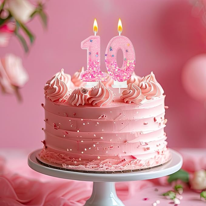 Pink Sequin Birthday Candles, Cake Number Candles, Girls 0th Birthday Decorations, Suitable for Birthday Parties, Anniversary Party Decorations(0)