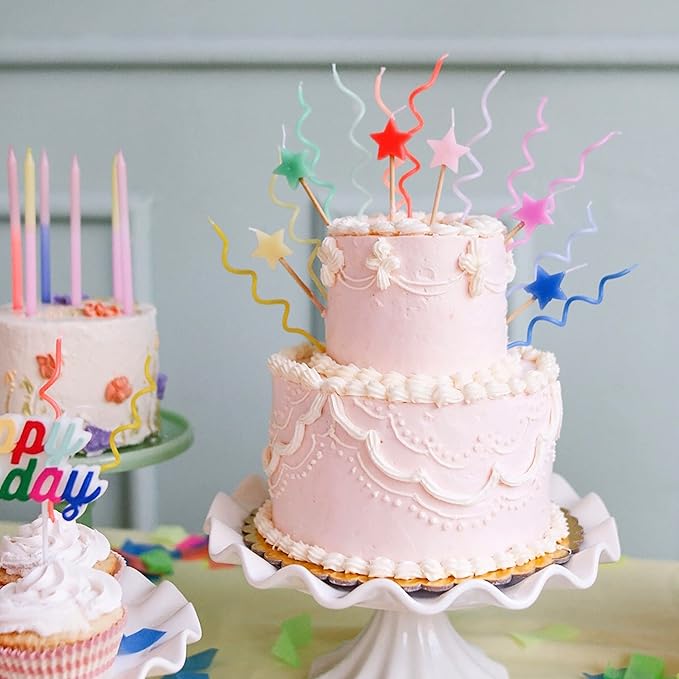 Meri Meri Star Birthday Candles for Cake (Pack of 6), Unscented, Fun Birthday Candles