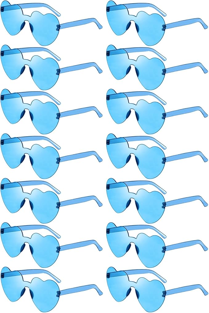 14/42 Pack Heart Sunglasses for Women, Fun Cute Rimless Transparent Candy Color Heart Glasses Party Favors