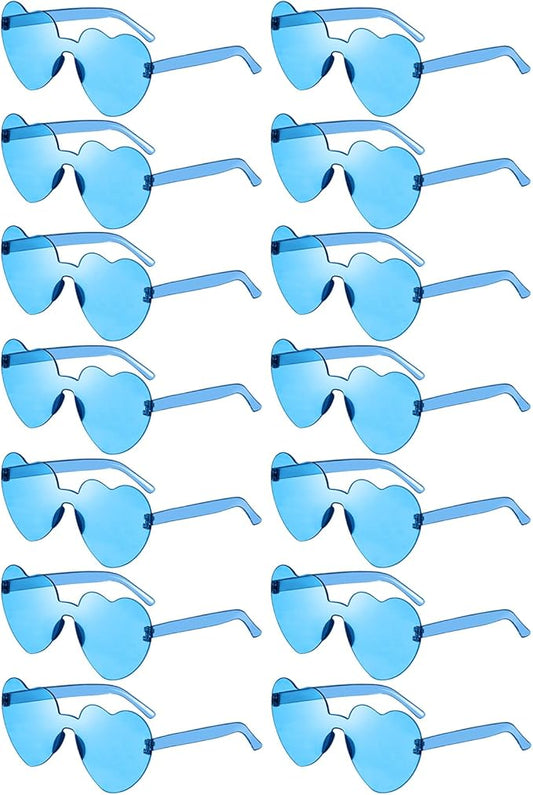 14/42 Pack Heart Sunglasses for Women, Fun Cute Rimless Transparent Candy Color Heart Glasses Party Favors