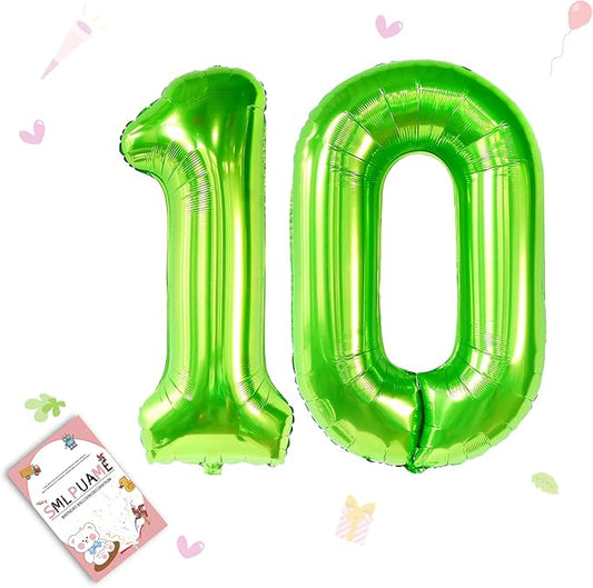 40 inch Number Balloon 0-9 Green Large Number 10 Balloons,Digital Balloons for Birthday Party Celebration Decorations Supplies, Helium Foil Number Balloons for Wedding Anniversary