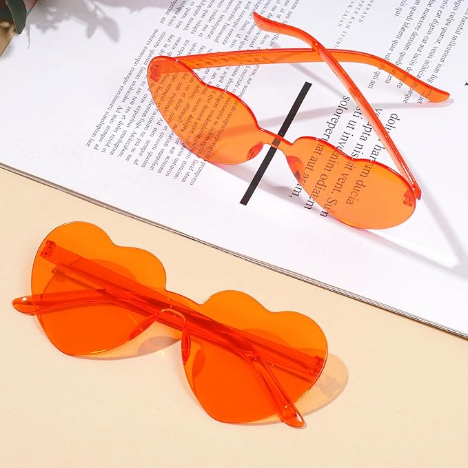 30 Pcs Heart Shape Sunglasses Frameless Transparent Glasses Get-Together Favors for Women