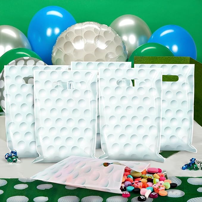 50 Pieces Golf Gift Bags with Handle, Plastic Treat Candy Bag Sport Favor Bags For Kids Birthday Party Decoration Supplies