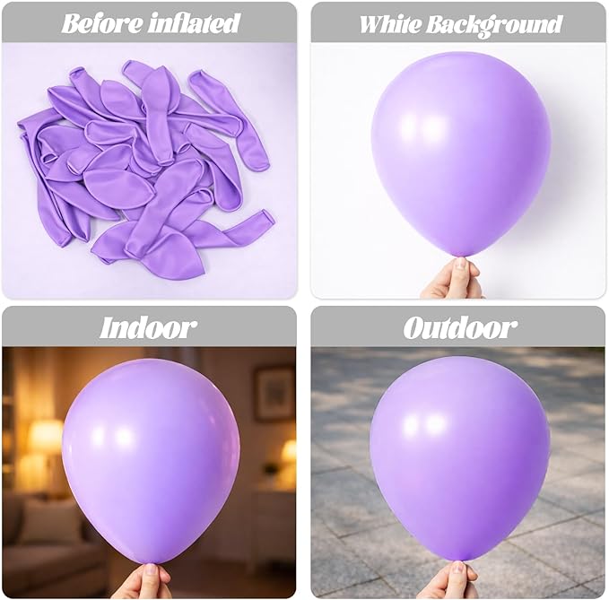 Voircoloria 130pcs Pastel Purple Balloons Different Sizes 18" 12" 10" 5" Light Purple Latex Balloon Garland Arch Kit for Birthday Baby Shower Graduation Wedding Gender Reveal Party Decorations