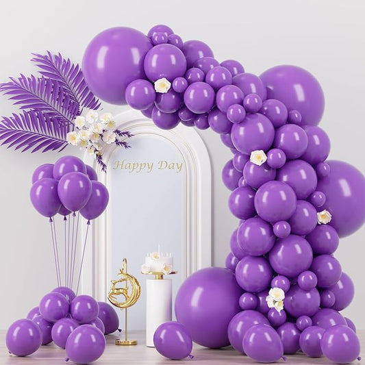 Voircoloria 130pcs Purple Balloons Different Sizes 18" 12" 10" 5" Party Latex Balloons for Birthday Baby Shower Halloween Wedding Valentine's Day Party Bachelorette Decorations