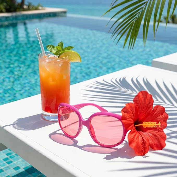 BESTOYARD 2 Pcs Flamingo Sunglasses, Coconut Tree Eyeglasses, Hawaiian Eyewear Props, Summer Photo Booth Accessories