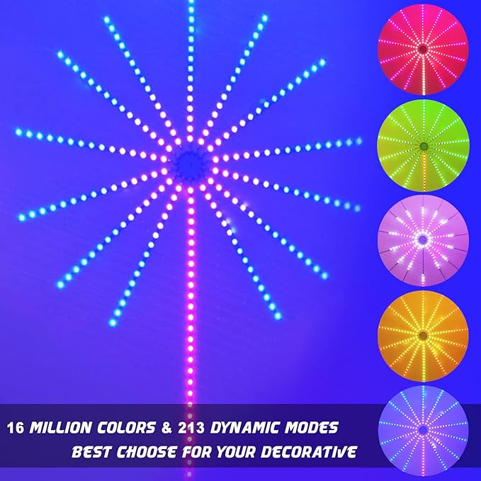 Firework LED Lights, 14pcs Firework LED Strip Lights, DC 5V Smart RGBIC Dream Color Changing Fireworks Lights, APP and Remote Control, Music Sound Sync Strip Light for Bedroom, Party, Festival