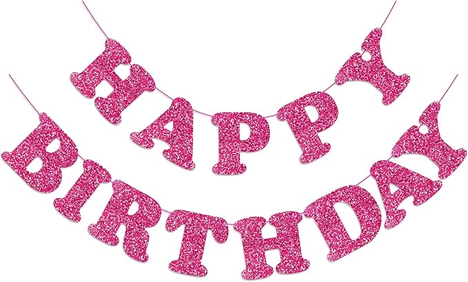 Rose Red Happy Birthday Banner Birthday Party Decorations Happy Birthday Banner Bunting Garland Sign for Kids Boys Girls Adults Birthday Baby Shower Celebration Party Backdrops Supplies