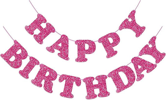 Rose Red Happy Birthday Banner Birthday Party Decorations Happy Birthday Banner Bunting Garland Sign for Kids Boys Girls Adults Birthday Baby Shower Celebration Party Backdrops Supplies