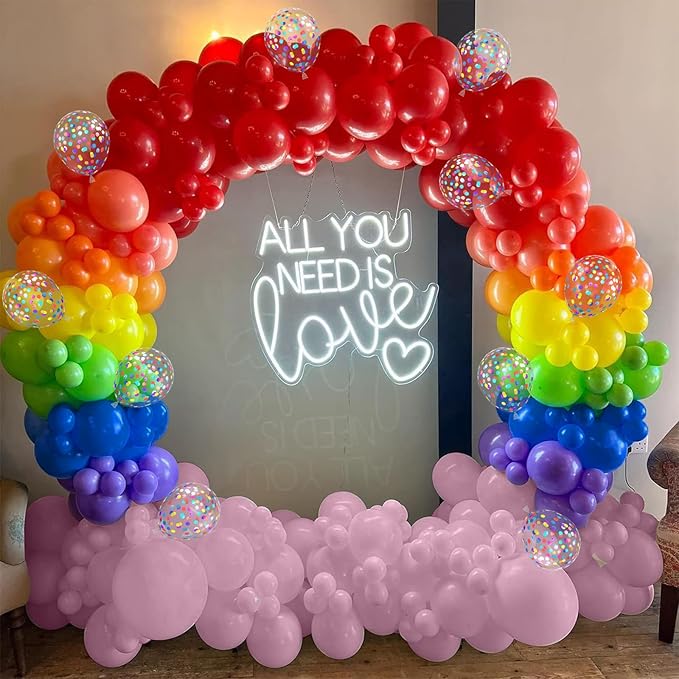 Colorful Balloons Rainbow Assorted Colors Balloons Set 12Inch Red Blue Yellow Green Pink Purple Orange Latex Party Balloon with Multicolor Confetti Balloon for Birthday Carnival Party Decorations