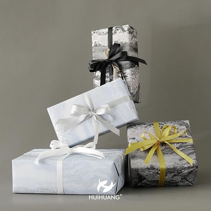 HUIHUANG Black and White Satin Ribbon 1/2 inch x 4 Rolls White/Black/Silver/Gold Ribbon for Gift Wrapping DIY Crafts Hairs Flower Bouquets Wedding Decoration- Total 40 Yards