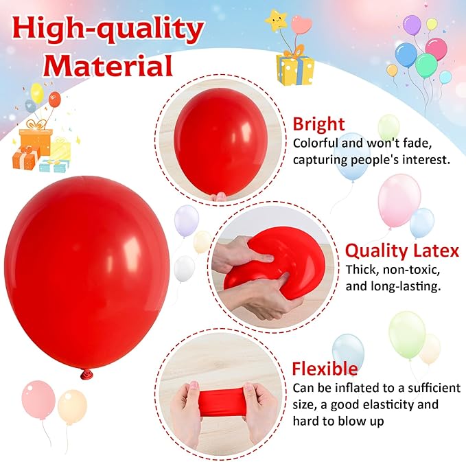 Red White and Blue Balloons, Memorial Day Patriotic 250th Anniversary USA Baseball Balloon Red Royal Blue Balloons for Birthday Graduation 4th of July Independence Day Patriotic Party Decorations
