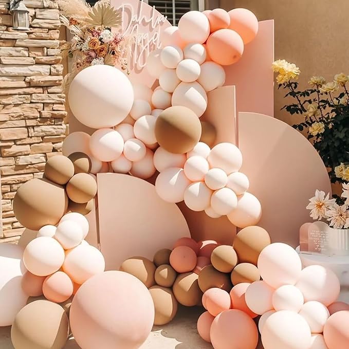 Voircoloria 130pcs Blush Pink Balloons Different Sizes 18" 12" 10" 5" Boho Pink Latex Balloon Garland Arch Kit for Birthday Baby Shower Graduation Wedding Gender Reveal Party Decorations