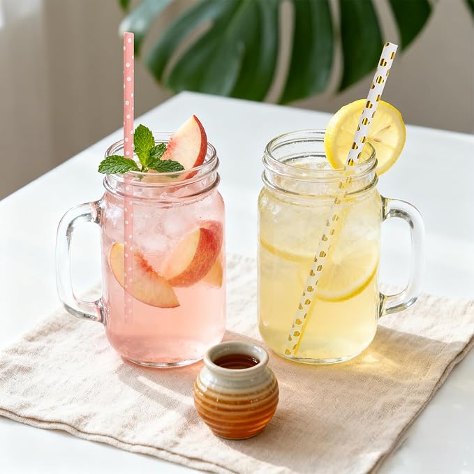 100 Pack Glitter Valentine's Day Paper Straws, Gold & Pink Disposable Drinking Straws for Valentine's Day,Christmas, Holiday Celebrations, Bridal Shower, Wedding Birthday Party Supplies