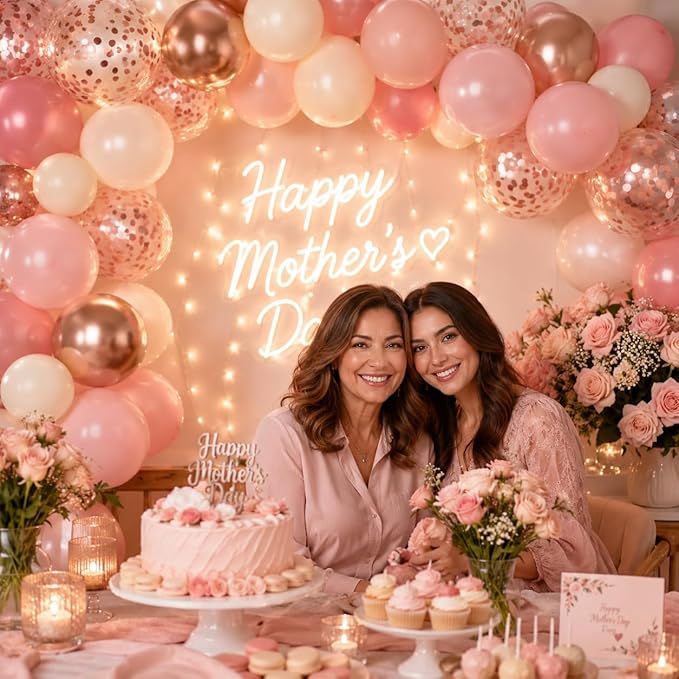 Dagelar Dusty Pink Boho Blush Balloons, Metallic Rose Gold Retro Pink Ivory White Balloon, Nude Cream White Balloon and Confetti Balloons for Bridal Baby Shower Girls Birthday Wedding Decor Supply