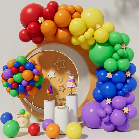 Rainbow Balloons 114pcs Assorted Color 5/10/12/18 Inch Latex Balloons for LGBT Wedding Party Decoration, Birthday Party Supplies or Arch Garland