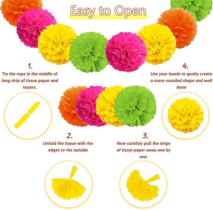 Multicolor Birthday Decorations - Happy Birthday Banner, Paper Pompoms, Confetti, Balloons, Hanging Garland, Swirl Streamers for Boys and Girls Party Decor
