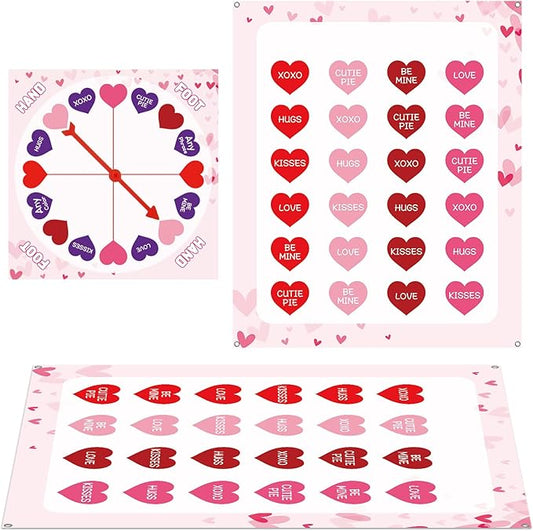 Lonfliness Valentine's Day Pose Balance Floor Game for 2 or More Players, Large Mat Party Game Indoor Outdoor Fun Family Reunion Game for Friends Adults Group Activity Valentines Party Favor Gift