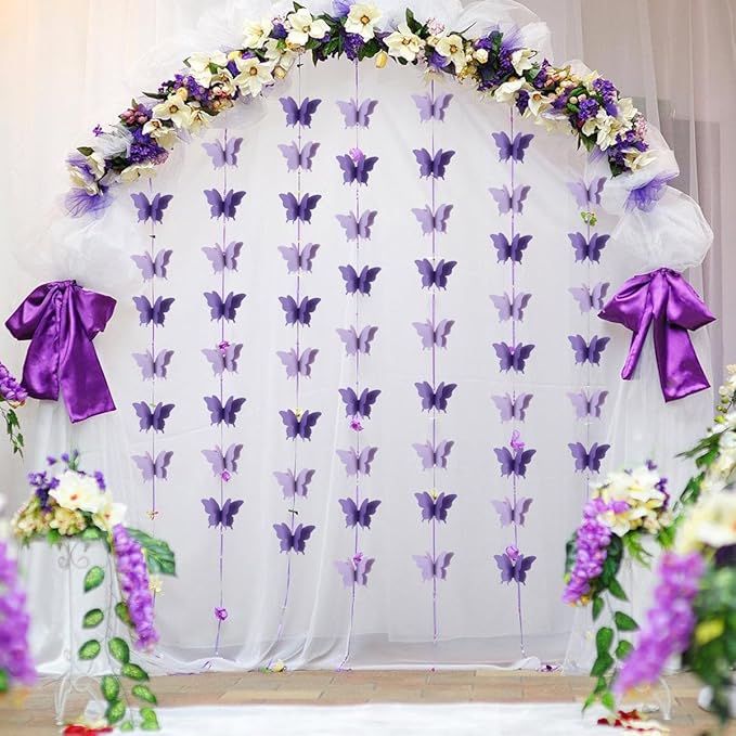 Butterfly Decorations, Purple Butterfly Decorations for Wedding Baby Shower Birthday Party Decorations Purple/Lavender Pack of 4, 10001