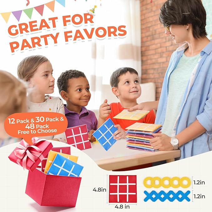 JoyCat Tic Tac Toe Mini Board Game Toy for Kids and Family,Birthday Party Favors,Goody Bag,Fun Indoor Game Night Activity,Gifts for Students,Easy to Store(Bulk Pack of 12)
