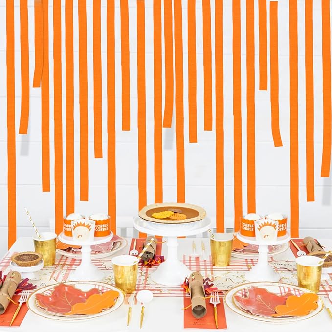 8 Rolls Orange Crepe Paper Streamers Fall Party Streamers Photo Booth Backdrop for Thanksgiving Halloween Birthday Party Decorations（Total 656ft,1.8Inch x 82Ft/Roll）