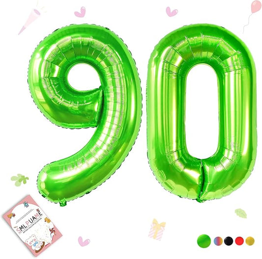 40 inch Number Balloon 0-9 Green Large Number 90 Balloons,Digital Balloons for Birthday Party Celebration Decorations Supplies, Helium Foil Number Balloons for Wedding Anniversary
