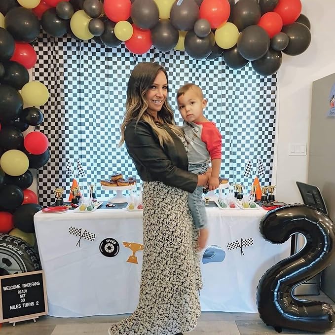 Black Foil Balloon Number 2, 40'' Giant Self Inflating Number Balloons Set 0-9, Large Number 2 Helium Balloon for Girls Boys 2nd Birthday Graduation Anniversary Halloween Party Decorations Supplies