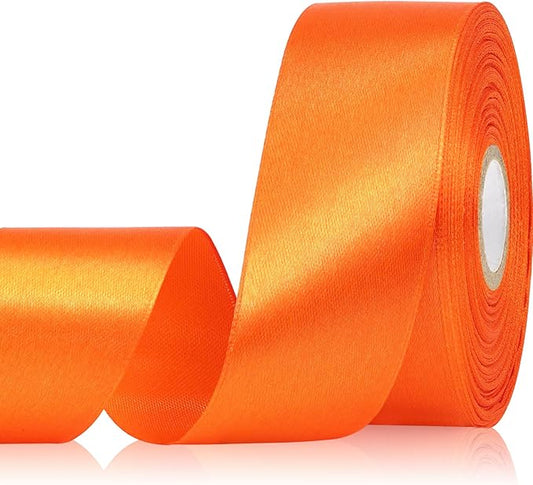 Orange Ribbon 1-1/2 Inch 30 Yards Single Face Orange Satin Ribbon for Flower Bouquet, Fabric Ribbon for Gift Wrapping Crafts Halloween Thanksgiving Christmas Easter