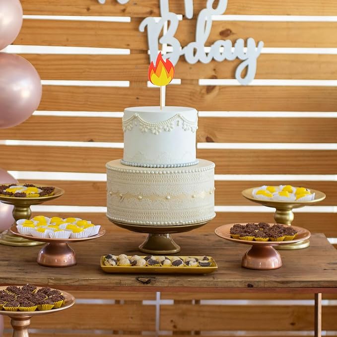 LUOZZY 50 Pcs Fire Flame Cake Topper Creative Flame Cupcake Picks Fire Rescue Theme Birthday Cake Cupcake Decorations