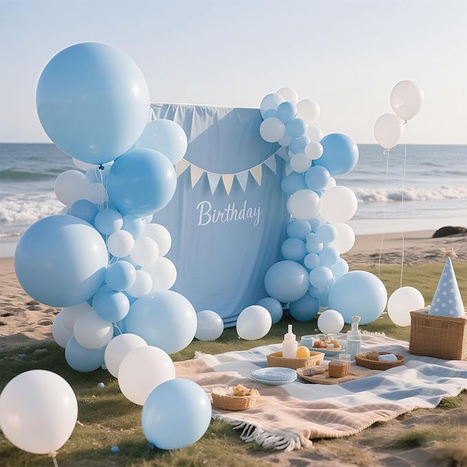 Pastel Blue Latex Party Balloons 30 Pack 18 inch Round Light Blue Balloons for Wedding Baby Shower Gender Reveal Birthday Party Decoration