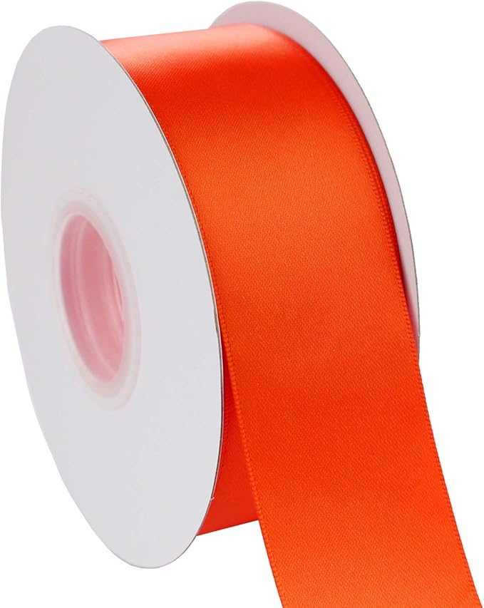 ITIsparkle 11/2" Inch Double Faced Satin Ribbon 25 Yards-Roll Set for Gift Wrapping Party Favor Hair Braids Hair Bow Baby Shower Decoration Floral Arrangement Craft Supplies, Tarrid Orange Ribbon