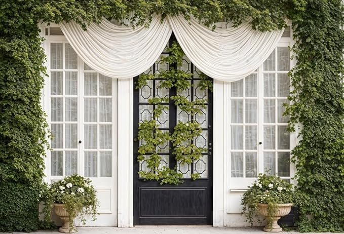 Kate 75ft Spring Vine Leaf White Door Backdrop - Wedding & Bridal Photography Background