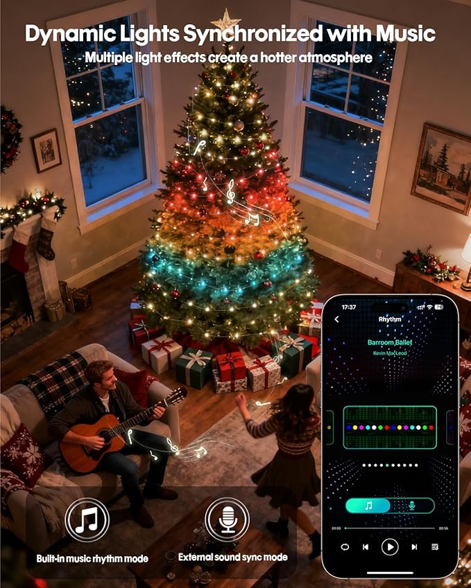 Super RGB Color Changing Globe String Lights, 33ft Smart Fairy String Lights with APP Control, Mini Ball LED Twinkle Lights Hanging for Indoor Outdoor Bedroom Party Garden Camping Birthday Decoration