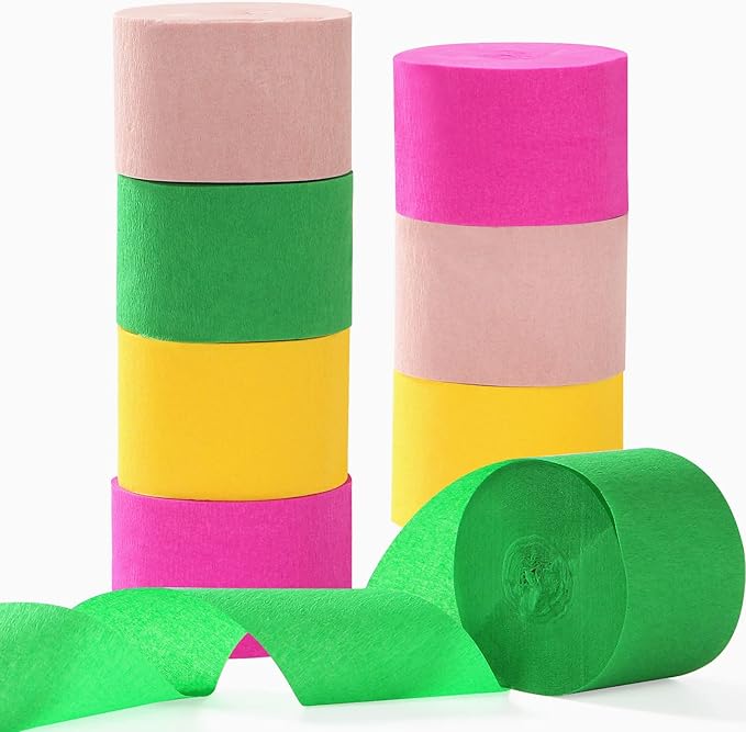 Hawaiian-Themed Pool Party-Decorations Streamers - 8 Rolls Tropical Jungle Aloha Birthday Supplies Bachelorette Crepe Tissue Paper Banners,Summer Beach Baby Shower Backdrop Garland Decor Panduola