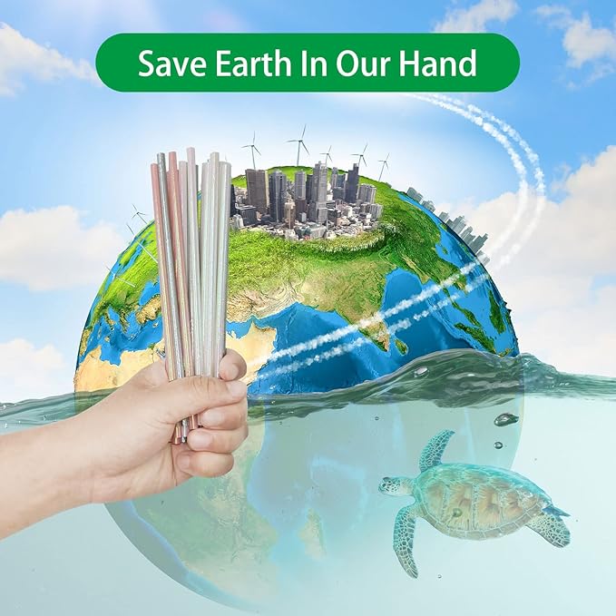 Silver Paper Straws, 7.75" x 6mm Biodegradable Disposable Compostable Metallic Drinking Straws, Eco-Friendly Paper Straws for Cocktails, Juices, Smoothies, Parties, Weddings, Birthdays, 100 Pack