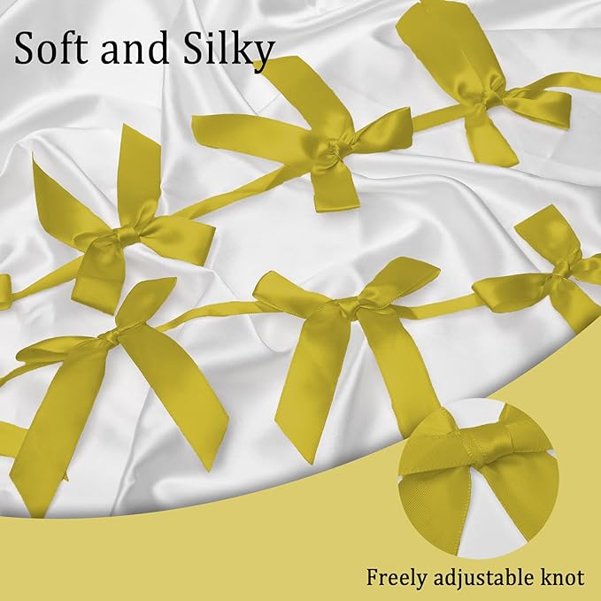 2pcs Gold Bow Garland Banner - 8.3 Feet Coquette Ribbon Bow Party Decorations for Baby Shower Girls, Birthday Party, Bridal Shower Decor (Gold)