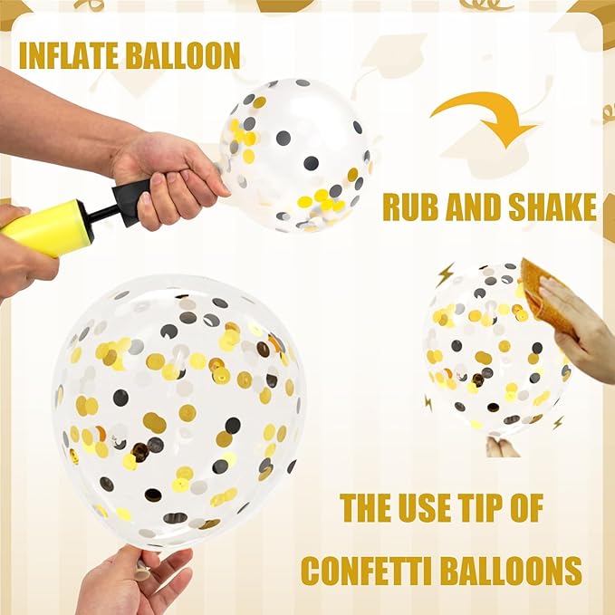 2026 Graduation Party Decorations, 68pcs Graduation Balloons Black and Gold Grad Decor for College High School Class of 2026 Congrats Grad Party Decor