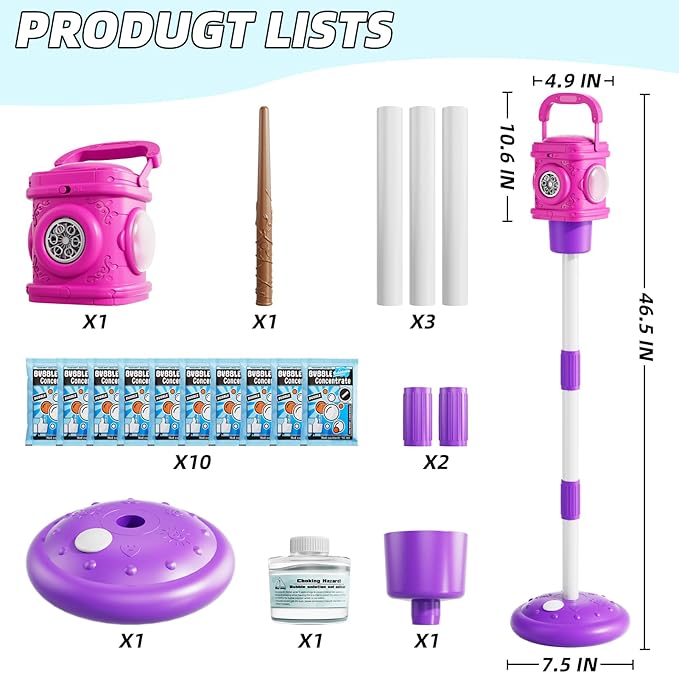 2-in-1 Remote Street Lamp Bubble Machine for Kids 3-6 4-8 Years Old Outdoor & Indoor Bubble Maker Toys with Lights for Boys and Girls 3 4 5 6 7 8+ Birthday Party Gifts