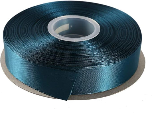 ITIsparkle 1" Inch Double Faced Satin Ribbon 50 Yards-Roll Set for Gift Wrapping Scrap Books Party Favor Hair Braids Baby Shower Decoration Floral Arrangement Craft Supplies, Teal Ribbon
