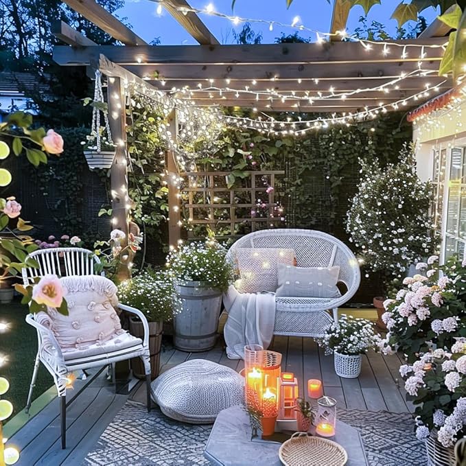 JMEXSUSS 150 LED White Christmas Lights Indoor Outdoor Waterproof, 59 Ft Connectable White String Lights Plug in, 8 Modes Twinkle Fairy Light for Bedroom Room Party Christmas Tree Decor (Pack of 2)