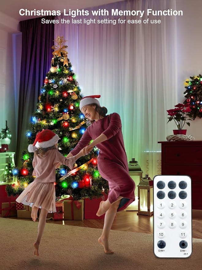 300 LED Color Changing Christmas String Lights, 100FT Warm White Multicolor Outdoor Fairy Lights with Remote, Timer, Memory, 8 Modes, Waterproof Christmas Tree Lights for Bedroom Classroom Patio Party