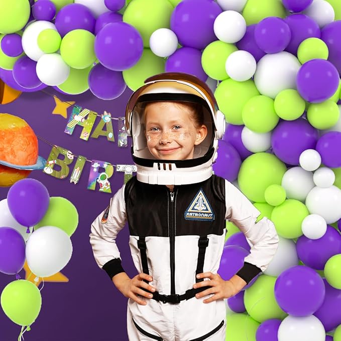 Purple Lime Green White Balloon Arch Garland Kit - Lime Green and Purple Balloons White Balloons for Birthday Baby Shower Graduations Wedding Party Decorations