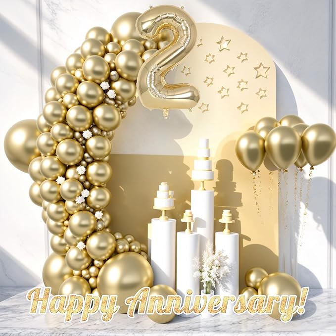 Champagne Gold Large Number 2 Balloon, 40 Inch Light Gold Foil Helium Number Balloons, Giant Mylar Number 2 Balloons for 2nd Years Old Birthday Party Anniversary Decorations