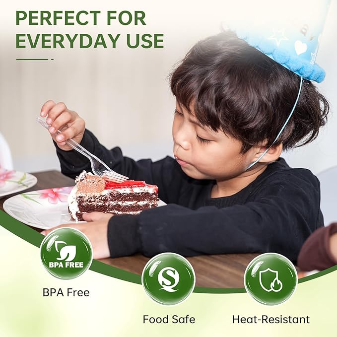 Heavy Duty Plastic Cutlery Set, 360 Count Disposable Cutlery Set with Clear Forks Spoons and Knives, BPA-Free Heat Resistant Silverware, Plasticware Bulk for Parties, Catering, Picnic