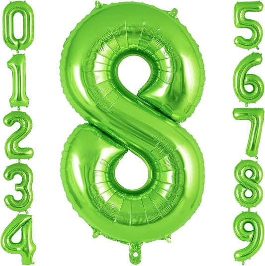 Green Number 8 Balloon 40 Inch, Big Large Foil Helium Number Balloons, Jumbo Giant Mylar Number 8 Balloons for 8 Year Old Birthday Party Decorations Supplies Anniversary Celebration